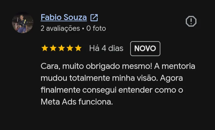 Avaliação 5 estrelas de Fabio Souza no Google
